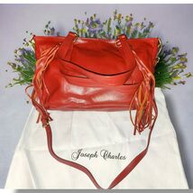 Joseph Charles All Leather Red shoulder bag/ crossbody bag With Dust Cover - $41.35