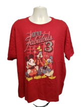 Disney The Fabulous 3 Mickey Mouse Goofy Donald Duck Mens Burgundy 2XL TShirt - £11.68 GBP