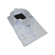 Men Shirt Hankie CASILA Turkey Cotton Blend 501850-01 White Blue Dots image 2
