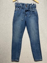 VTG Guess Paperbag Jeans Blue Denim Original Designs Wmn Sz 30 100% Cotton Logo - £25.15 GBP