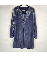 ANTHROPOLOGIE Women&#39;s Gray Blue Crushed Velvet Oversize Dress XS - €25,49 EUR