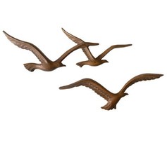 1981 HOMCO Seagulls Syroco Plastic Molds Faux Wood Wall Art Flying Birds - £27.68 GBP
