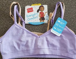 Two (2) Hanes Girls&#39; Adjustable Straps with Modesty Lining MEDIUM 8/10 N... - £8.88 GBP