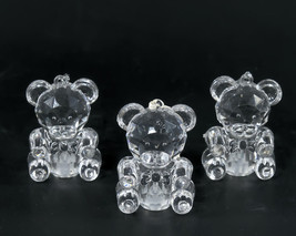 3 Christmas Ornament Bears Faceted Acrylic W/ Opening For Lights 2.5&quot; Vintage - £23.58 GBP