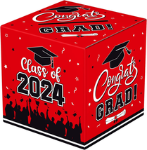 Graduation Card Box 2024 - Congrats Grad Card Boxes Holder, Red Class of 2024 Gr - £16.53 GBP