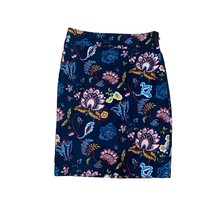 LOFT Ann Taylor Deep Teal Blue Floral Print Knee-Length Pencil Skirt Size 4 - £21.87 GBP