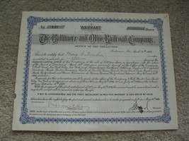 Vintage 1906 Stock Certificate Baltimore Ohio Railroad Company 8 Shares - $22.77