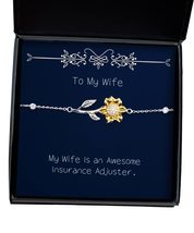 Cute Wife Sunflower Bracelet, My Wife is an Awesome Insurance Adjuster, Beautifu - £39.12 GBP