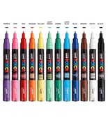 POSCA PC-1M Paint Markers Set - 12 Colors Art Supplies Drawing Pens Fine... - £15.90 GBP