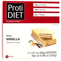 ProtiDiet High Protein Vanilla Wafer Bars, 10g Protein, Low Calorie, Low Sugar,  - £26.27 GBP