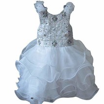 Floral Scoop Short Heavy Beaded Flower Girls Formal Bridesmaid Pageant Dresses J - £105.81 GBP