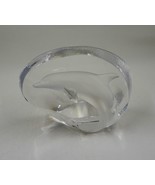 Mats Jonasson Sweden Crystal Art Glass Single Dolphin Paperweight Signed - £47.17 GBP