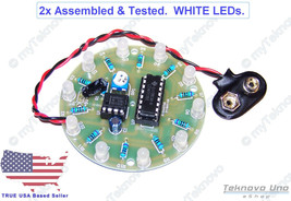 2x Assembled Round White Diffused Led Chaser Scroller Diy Ki Ts 5-12V - Usa - $21.34