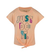 Nike Little Girls Size 5 Melon Tint Just Do It Logo Tie Front TShirt Top... - £11.90 GBP