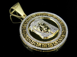 Mens 14K Yellow Gold Over 1.25Ct Diamond Bismark Medallion 1.6&quot; Jesus Pendant - $130.89