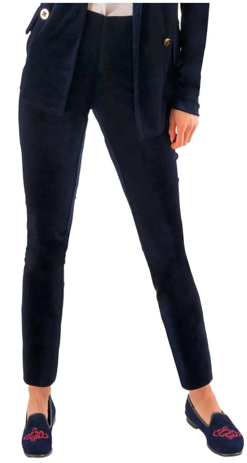 Gretchen Scott Gripeless Pull On Pants Navy Silky Velvet - $116.00