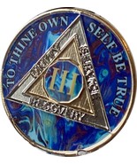 3 Year AA Medallion Sapphire Blue Swirl Tri-Plate Sobriety Chip - £13.44 GBP