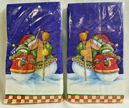 2 Christmas Snowmen Holiday Party Napkins C.R. Gibson White Red Green Blue - £11.78 GBP