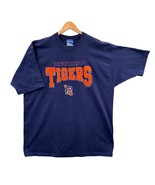 VINTAGE 1996 Detroit Tigers Blue T-Shirt Flocked Size XXL 2XL Made In USA - $36.00