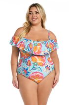 La Blanca Women&#39;s Standard Off Shoulder Ruffle One Piece Swimsuit, Multi... - £30.72 GBP