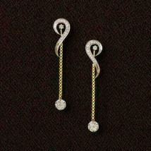 Dangle Wedding Swirl Dangle Earrings 1.4Ct Cubic Zirconia 14K Yellow Gold Plated - £113.54 GBP