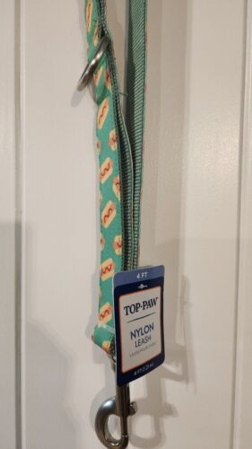 Top Paw Nylon  Dog Leash (NWT) 1" x 4 Foot - Hot Dogs