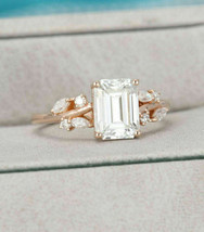 1.50 Ct Emerald Cut Moissanite Vintage Engagement Ring 925 Sterling Silver - £86.90 GBP