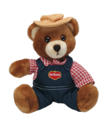 Plush Del Monte Teddy BRAWNY BEAR Vintage DAKIN 1985 overalls checked sh... - $183.80 MXN