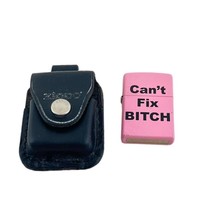 Zippo Pink Striker Type Lighter With A Zippo Black Leather Case As A Pair - £37.81 GBP