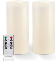 Homemory 10&quot; x 4&quot; Large Waterproof Outdoor Flameless Candles with Remote Control - £30.01 GBP