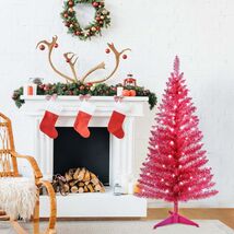 4FT Red Prelit Christmas Tree for Small Spaces, 50 UL Lights - $40.99
