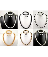 1 Faux Pearl Set:Necklace+Bracelet+Pierced Earrings 18&quot; white, off white... - $13.33 CAD+