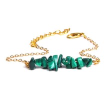Gold Chain Link Bracelet For Women Natural Stone Charm Bracelets Female Femme Fa - £8.65 GBP