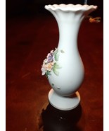 LEFTON  HAND PAINTED WHITE VASE FLOWERS&amp;GOLD TRIM #KW829 6&quot;SX2&quot;S. JAPAN A+ - $10.79