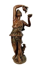 Antique Grecian Lady Spelter Statue Figure w/ Eagle Art Nouveau Era 18&quot; - £155.32 GBP