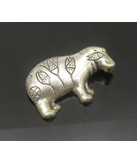 MMA 925 Sterling Silver - Vintage Shiny Hippopotamus Animal Brooch Pin -... - £51.90 GBP