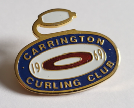 1969 CARRINGTON CURLING CLUB MEMBERS LAPEL PIN WEAR VINTAGE SPORTS CANAD... - $18.99