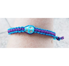 Turquoise Skull  Adjustable Hemp  Bracelet  Stackable handmade jewelry   - £7.98 GBP