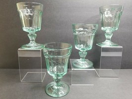Bormioli Rocco Green Water Glass Goblets 4 Italy Footed 6" Drinking Glasses Set - £39.54 GBP