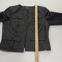 Ellen Tracy Stretch RN#54163 Womens Gray Open Front Blazer Jacket Pockets Size 8 image 6