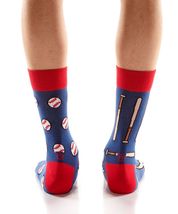 Yo Sox Men's Premium Crew Socks Baseball Motifs Cotton Antimicrobial 7-12 image 4