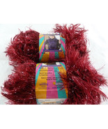 Bernat DISCO Sparkling Eyelash Yarn BURGUNDY BEAT #68430 lot of two 2 - $20.29 CAD