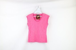 NOS Vintage Y2K Streetwear Womens Medium Flower Ribbed Knit Sleeveless T-Shirt - £39.43 GBP