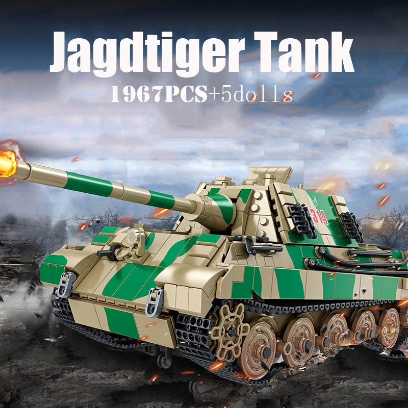 WW2 Army Soldier Weapons Bricks ，German Military Jagdtiger King Tiger I Heavy - £68.50 GBP+