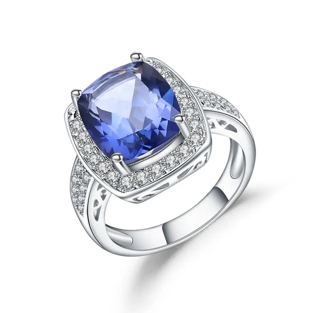 Luxury Rectangle 6.22Ct Natural Iolite Blue Mystic Quartz Gemstone Ring 925 Ster - £46.06 GBP