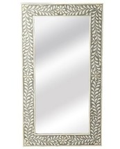 Horchow Handmade Bone Inlay French Modern Moroccan Wall Mirror Gray White - £479.42 GBP