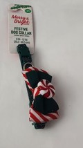 Merry &amp; Bright Collection Festive Christmas Dog Collar XS 8-12&quot; Candy Cane - £6.95 GBP