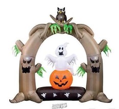 9' Inflatable Outdoor Halloween Archway Ghost Owl Jack O Lantern - £113.26 GBP