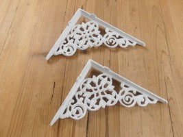 2 Distressed White Cast Iron Shelf Brackets Braces Bookshelf 7 3/4&quot; X 6 ... - $24.99