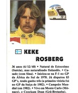 ⭕VTG Formula 1 KEKE ROSBERG pocket calendar 1985 F1 pilot - $11.11 CAD